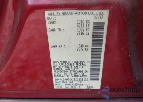 2013 Nissan Altima 2.5 S z USA, uszkodzony, nr VIN 1N4AL3AP3DC118322